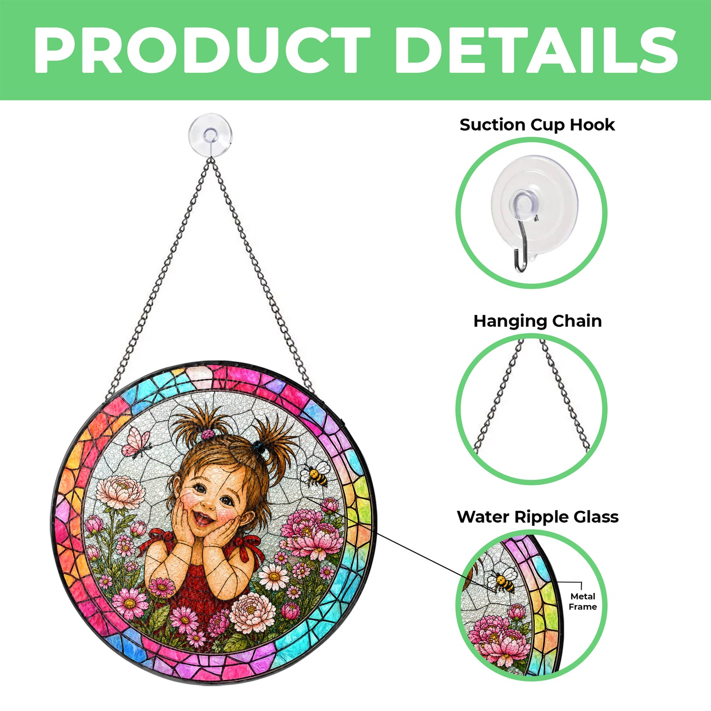 Custom Child Photo Suncatcher, Personalized Stained Glass Portrait from Photo, Kids Photo Window Hanging, Family Gift