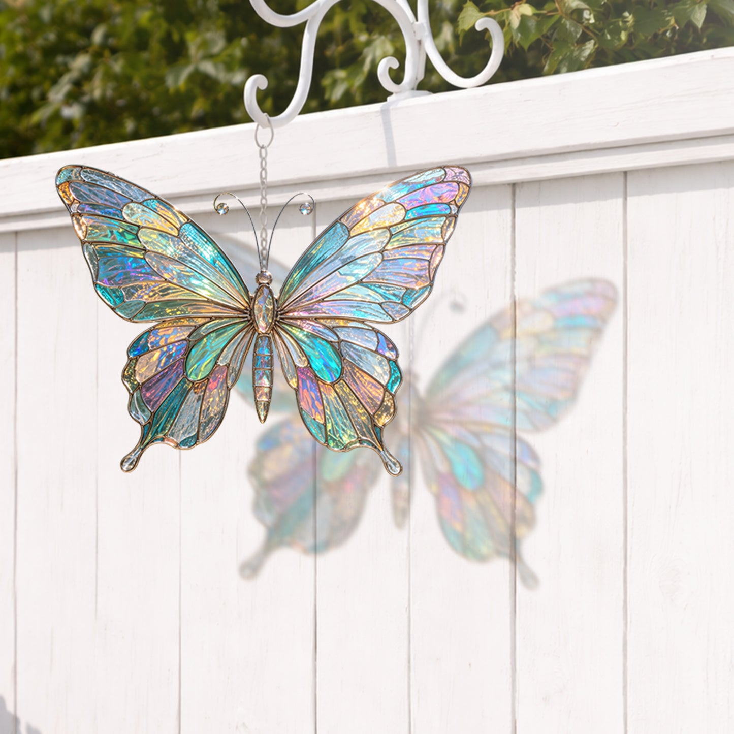 Iridescent Butterfly Stained Glass Suncatcher, Colorful Window Hanging, Aesthetic Sun Catcher, Garden Decor, Gift For Mom Grandma