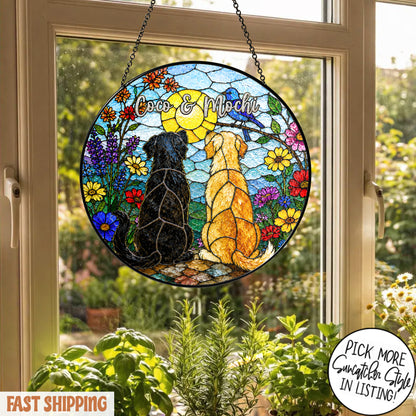 Custom Pet Stained Glass Suncatcher, Personalized Dog Cat Memorial Gift, Custom Pet Portrait Window Hanging, Pet Lover Decor