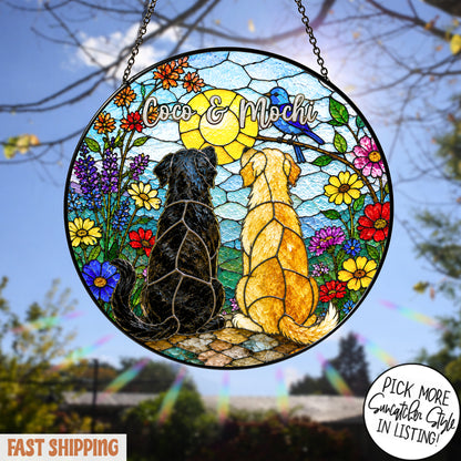 Custom Pet Stained Glass Suncatcher, Personalized Dog Cat Memorial Gift, Custom Pet Portrait Window Hanging, Pet Lover Decor