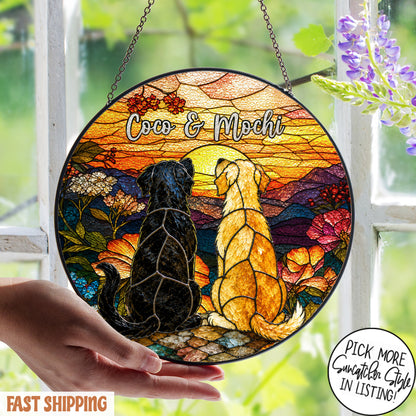 Custom Pet Stained Glass Suncatcher, Personalized Dog Cat Memorial Gift, Custom Pet Portrait Window Hanging, Pet Lover Decor