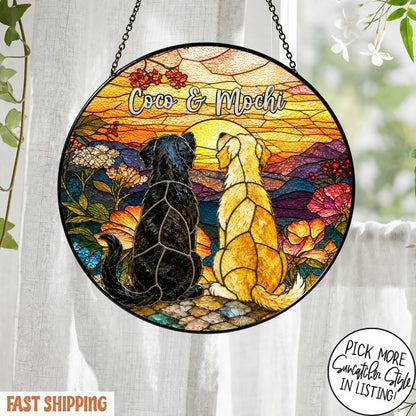 Custom Pet Stained Glass Suncatcher, Personalized Dog Cat Memorial Gift, Custom Pet Portrait Window Hanging, Pet Lover Decor
