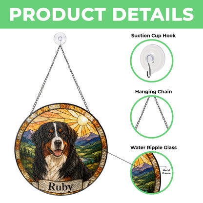 Personalized Dog Suncatcher, Custom Pet Name Stained Glass Window Hanging, Dog Lover Memorial Gift