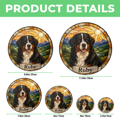 Personalized Dog Suncatcher, Custom Pet Name Stained Glass Window Hanging, Dog Lover Memorial Gift