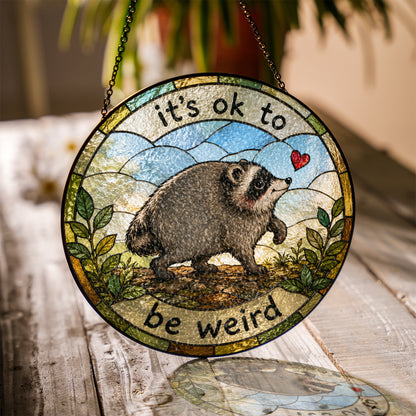 Jimothy Raccoon Stained Glass Suncatcher, Seattle Wildlife Decor, Raccoon meme Ornament, Gift for Animal Lover Home Decor