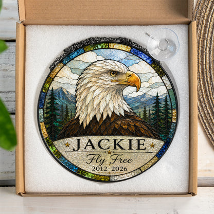 Jackie Bald Eagle Memorial 2012-2026 Suncatcher, Fly Free Jackie Window Hanging, Wildlife Remembrance Gift
