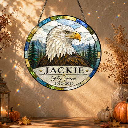 Jackie Bald Eagle Memorial 2012-2026 Suncatcher, Fly Free Jackie Window Hanging, Wildlife Remembrance Gift