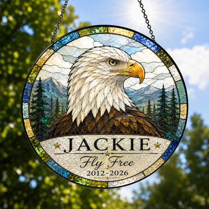 Jackie Bald Eagle Memorial 2012-2026 Suncatcher, Fly Free Jackie Window Hanging, Wildlife Remembrance Gift