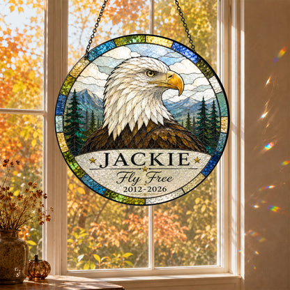 Jackie Bald Eagle Memorial 2012-2026 Suncatcher, Fly Free Jackie Window Hanging, Wildlife Remembrance Gift