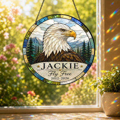 Jackie Bald Eagle Memorial 2012-2026 Suncatcher, Fly Free Jackie Window Hanging, Wildlife Remembrance Gift