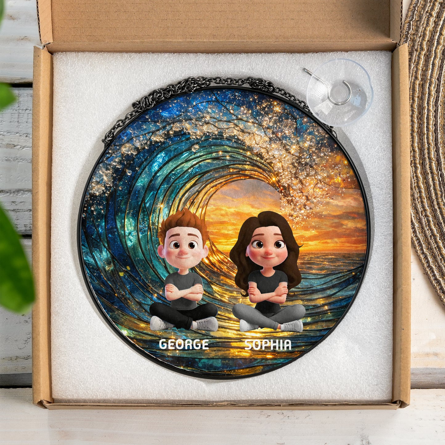 Custom Family Portrait Stained Glass Suncatcher, Personalized Photo Window Hanging, Custom Family Photo Gift, Memorial Keepsake