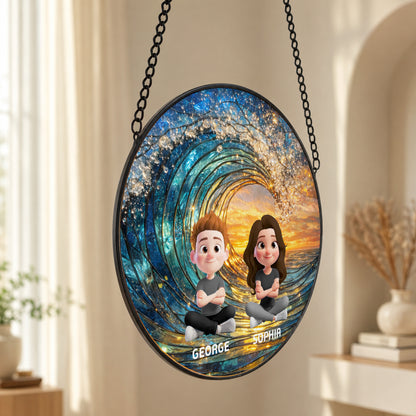 Custom Family Portrait Stained Glass Suncatcher, Personalized Photo Window Hanging, Custom Family Photo Gift, Memorial Keepsake