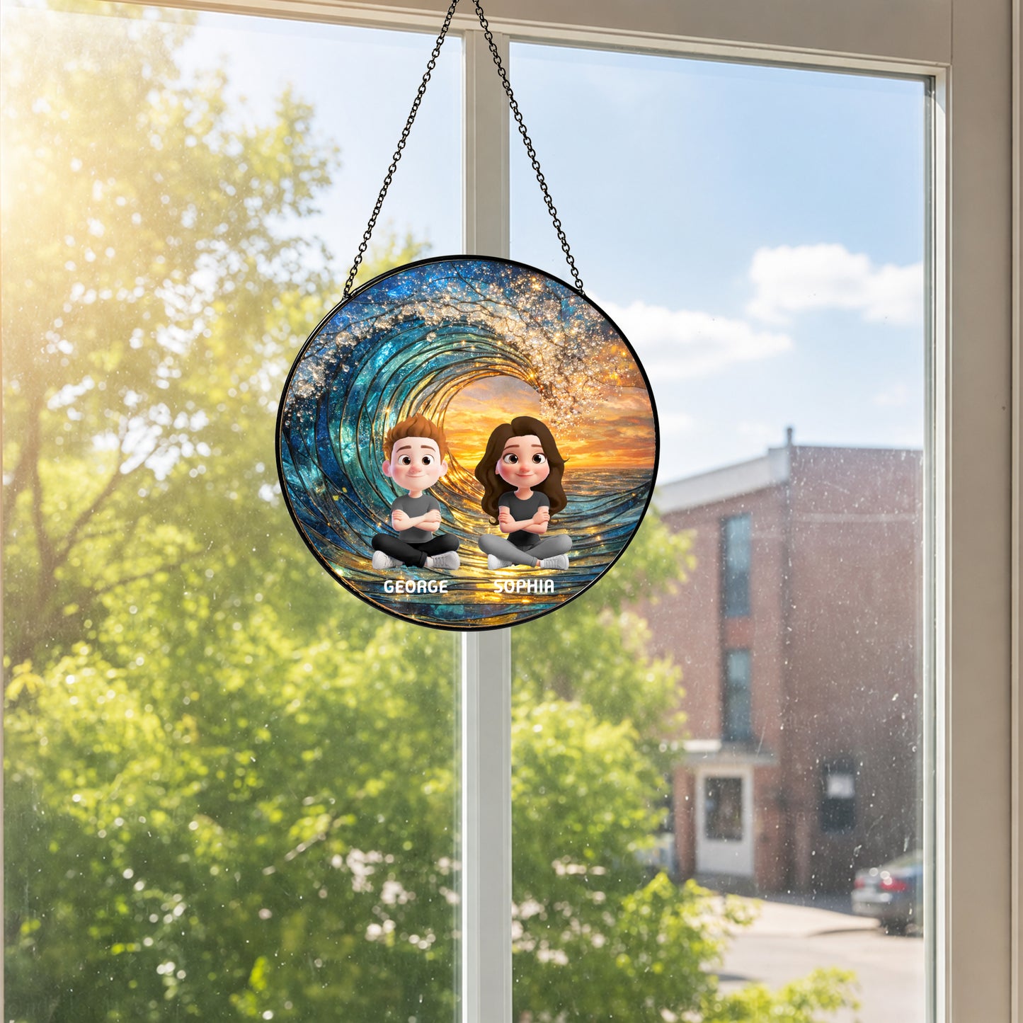Custom Family Portrait Stained Glass Suncatcher, Personalized Photo Window Hanging, Custom Family Photo Gift, Memorial Keepsake
