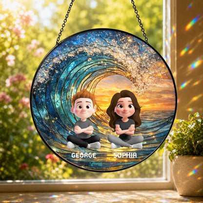 Custom Family Portrait Stained Glass Suncatcher, Personalized Photo Window Hanging, Custom Family Photo Gift, Memorial Keepsake