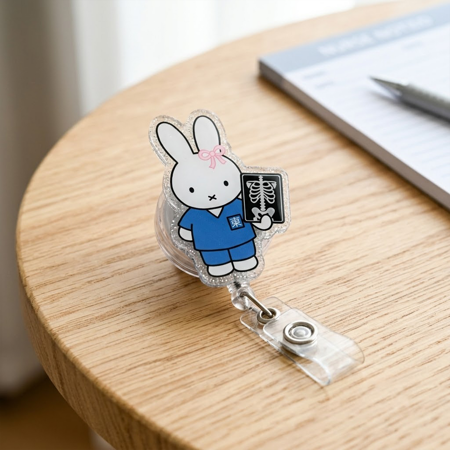 Kawaii Bunny Nurse Badge Reel, Cute Rabbit Badge Holder, Acrylic Retractable ID Badge, RN CNA Medical Staff Gift