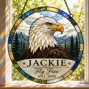 Jackie Bald Eagle Memorial 2012-2026 Suncatcher, Fly Free Jackie Window Hanging, Wildlife Remembrance Gift