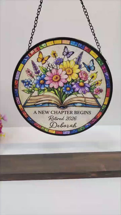 Personalized Birth Flower Stained Glass Suncatcher with 3D Raised Detail, Family Bouquet Window Hanging, Mothers Day Gift for Mom or Grandma
